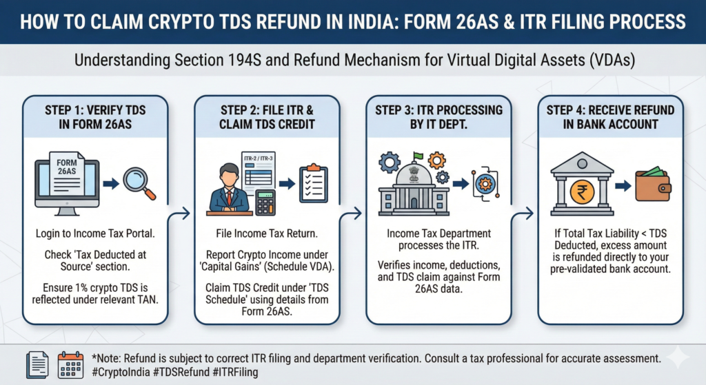 how to claim crypto tds refund in india