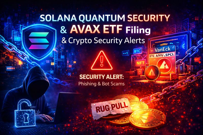 Solana quantum security AVAX ETF news with crypto security alerts and phishing risks